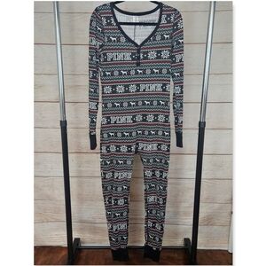 Victoria's Secret PINK Thermal Onsie Long John Jane Pajamas Medium